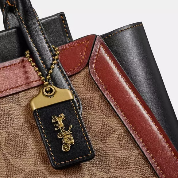 NWT COACH 1941 Troupe Tote In Signature Canvas - Black/Rust - Picture 5 of 17